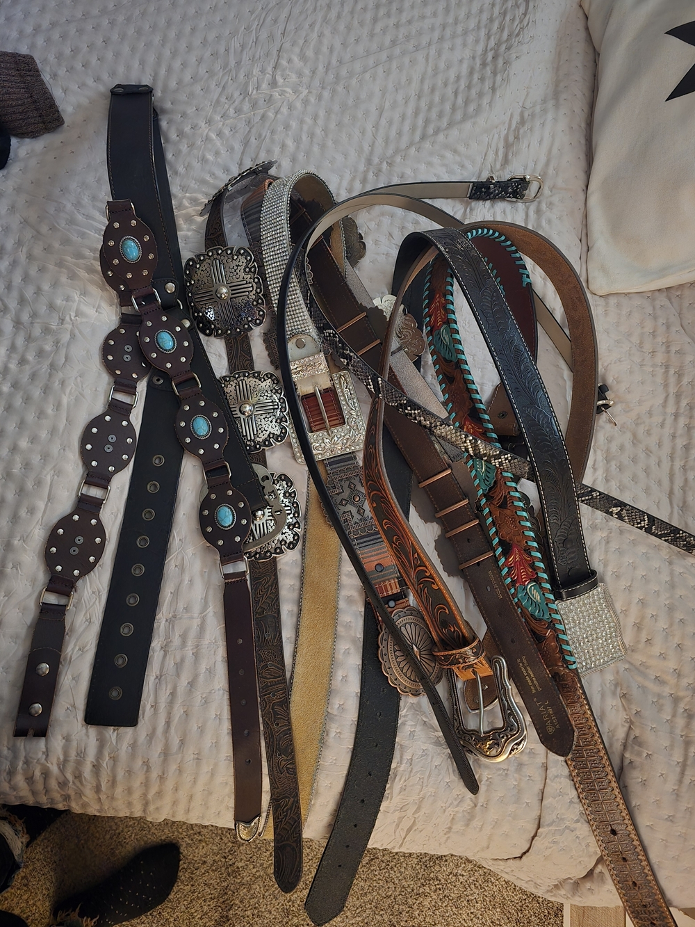 Western-Style Womens  Leather Belt with Turquoise Accents And Other Misc.